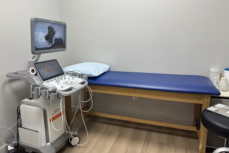 Ultrasound procedure used for supplemental breast tissue screening.